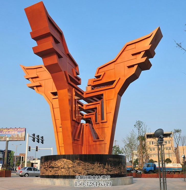 城市精神堡壘雕塑，抽象建筑元素，廣場(chǎng)景觀雕塑小品