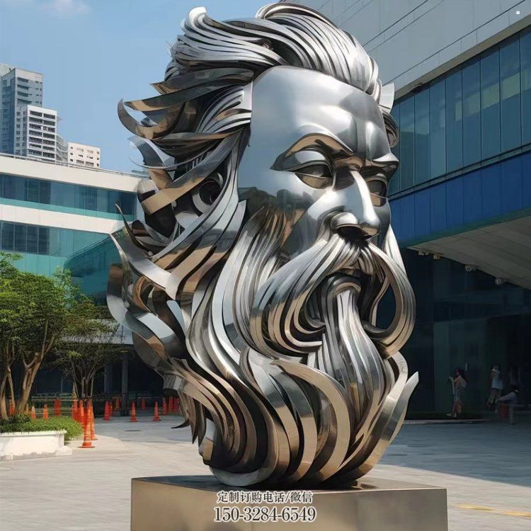 白鋼人頭像雕塑制造，歐式風(fēng)格，鏡面人頭像雕塑廠家供給