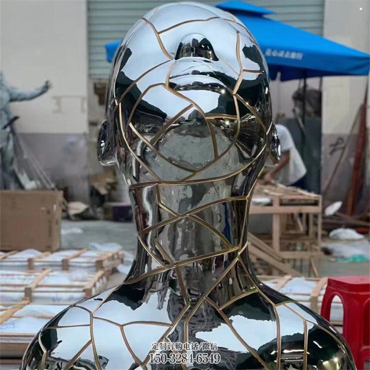 白鋼人頭像雕塑制造商，鋼管組合，鏡面人頭像雕塑優(yōu)選