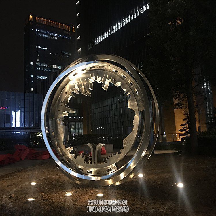 戶外圓環(huán)雕塑通用，多彩藝術(shù)，不銹鋼圓環(huán)雕塑供應(yīng)