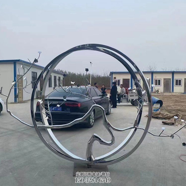 圓環(huán)雕塑，鏤空景觀雕塑，抽象效果