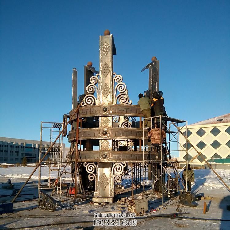 安裝地產(chǎn)城市建筑雕塑，不銹鋼景觀裝飾雕塑