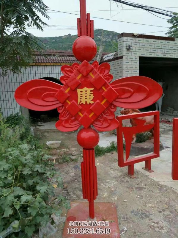 城市中國結(jié)雕塑廠家，烤漆工藝制作，民俗文化標識